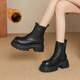 ZHR女靴冬季長(cháng)毛絨增高馬丁靴女復古百搭小個(gè)子短靴女 JF95B 黑色 37