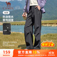 駱駝（CAMEL）加絨傘兵女褲寬松直筒戶外防潑水運動褲 J25CA6L6017 幻影黑 S