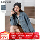 LAGOGO淺牛仔藍翻領(lǐng)牛仔外套女拉谷谷2025年秋季新寬松簡(jiǎn)約風(fēng)夾克 淺牛仔藍 L