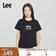 Lee25新品標(biāo)準(zhǔn)版圓領(lǐng)像素花朵印花設(shè)計女短袖T恤休閑LWT0098674LE 黑色 S