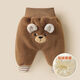 葉余嬰幼兒加絨加厚大pp褲冬裝秋冬男女寶寶保暖褲子兒童可愛(ài)卡通長(cháng)褲 咖啡色 90