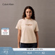 Calvin KleinJeans25夏季女士休閑通勤ck花朵字母貼布繡純棉短袖T恤47B834G C7P-暖沙色 M