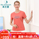 米蘭登（MILANDON）夏季新款中老年女裝媽媽裝時(shí)尚印花圓領(lǐng)短袖t恤衫女薄款WO2T1103 皮紅 2XL