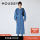 moussy 女裝新款泡泡袖下擺開(kāi)叉長(cháng)款牛仔連衣裙010GSK11-0090 110藍色 S 00001