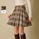 茵曼（INMAN）茵曼復古格紋高腰百褶短裙2025冬女裝新款學(xué)院A字半身裙 深咖格 M