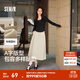 森馬（Semir）半身裙女磨毛純色A字長(cháng)裙簡(jiǎn)約百搭秋季純棉寬松傘裙顯瘦潮流 淺卡其50356 S