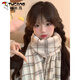 啄木鳥(niǎo)秋冬季學(xué)院風(fēng)2025新款可愛(ài)少女格子圍巾百搭學(xué)生韓系氛圍感圍脖厚 告白劇場(chǎng)