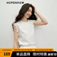 紅袖設計感T恤2025夏季新款女裝蕾絲花邊拼接無(wú)袖圓領(lǐng)輕熟氣質(zhì)上衣 本白001 S