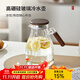 憶壺茶茶壺家用可放冰箱涼水壺大容量冷水壺耐高溫加厚玻璃水壺涼開(kāi)水壺 【1.8L】實(shí)木蓋透明涼水壺