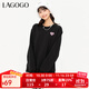 LAGOGO【索羅娜】黑色百搭甜酷風(fēng)衛衣女拉谷谷春秋新款寬松上衣 黑色(W1) M 160/38