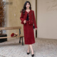 信和祥高級小香風(fēng)套裝女2025秋冬新娘敬酒服羊毛呢半身裙兩件套法式套裝 紅色 L