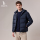 哈吉斯（HAZZYS）男裝 冬季男外套立領(lǐng)絎縫【鵝絨】羽絨服男ASFZU0CDU50 藏青色NV 2XL （185/104A 52）