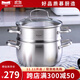 慕廚（Momscook）SUS304不銹鋼湯鍋玻璃蓋漲鍋型電磁爐燃氣通用 22×12.5CM蒸鍋TL2213XRGST1