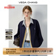 VEGA CHANG【精英衣櫥】女士短外套25年秋裝款美式假三件小個(gè)子夾克短款 藏青色 S