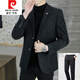 皮爾卡丹（pierre cardin）男士西裝套裝2025新款休閑春秋冬加厚呢子毛呢西服外套男 6001-1號色+黑色西裝褲 L 建議(120-135)斤
