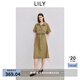 LILY【商場(chǎng)同款】2024夏新款polo領(lǐng)腰帶抽繩收腰工裝風(fēng)顯瘦連衣裙 320軍綠 M