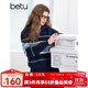 百圖betu女裝2025春季新款毛針織衫拉鏈撞色條紋寬松套頭毛衫2501T08 深蘭 M