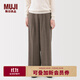 無(wú)印良品（MUJI）女式 起毛 直筒褲 褲子女款長(cháng)褲休閑褲女裝25年秋季 BE1XRC5A 棕色圖案 L (165/70A)