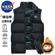 NASA MARVEL棉馬甲秋冬季男棉衣無(wú)袖立領(lǐng)背心雙面穿保暖情侶外套 黑色 2XL