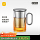 尚明鋁蓋高硼硅玻璃泡茶杯過(guò)濾茶杯茶水分離辦公家用大容量透明茶杯 槍黑色500ML