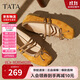 他她TATA女鞋25秋淺口單鞋蝴蝶結瑪麗珍芭蕾羊皮鞋子YRT03CQ5橙/棕 36