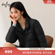 伊芙麗（eifini）蔣欣代言90白鴨絨襯衫式廓形設計輕薄夾克羽絨服2025冬新款 黑色 S