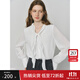范思藍恩不規則荷葉邊襯衫女2025秋裝新款韓系通勤V領(lǐng)襯衣上衣女 白色 M