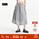 森馬（Semir）半身裙女抽繩防曬涼感寬松潮酷2025夏季新款質(zhì)感格子長(zhǎng)裙鹽系 晨灰20154 2XL