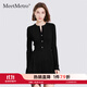 MeetMetro瑪依爾法式針織連衣裙女2025秋新款氣質(zhì)收腰顯瘦A字裙 黑色【現貨閃電發(fā)】 S