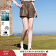 香影黑色闊腿休閑褲女短褲2025秋季新款高腰a字寬松顯瘦外穿皮褲 咖啡 L