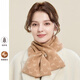 吳蠶里（WUCANLI）新款純羊毛小圍巾女秋冬季加厚保暖百搭蝴蝶針織交叉護頸圍脖媽媽 云香駝