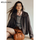 Olrain歐芮兒咖色設計感夾克短外套女裝秋季新款小個(gè)子外搭上衣 咖色 XL