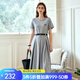 Olrain歐芮兒針織連衣裙女夏季2025新款通勤學(xué)院風(fēng)休閑收腰長(cháng)裙 花灰色 L