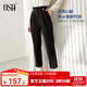 歐莎（OSA）【口碑神褲】OL高腰顯瘦通勤職業(yè)西裝褲休閑直筒煙管褲女夏款 黑色 L