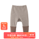 papa爬爬冬兒童男女寶寶拉絨拼接打底褲兒童條紋褲子保暖長(cháng)褲 咖啡 80