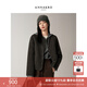 玖姿·安娜蔻千金瑪德琳單排扣圓領(lǐng)羊毛短大衣雙面呢女2025冬季新款 黑灰 S