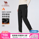 駱駝加絨褲女長(cháng)褲秋冬休閑針織運動(dòng)保暖長(cháng)褲女 J24CAY6678，幻影黑，女 S