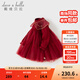戴維貝拉（DAVE＆BELLA）兒童連衣裙2025冬季新款中國風(fēng)女童網(wǎng)紗裙寶寶加絨裙子小童公主裙 暗紅色【現(xiàn)貨】 90 cm（建議身高80-90cm）