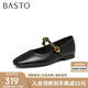 百思圖25春簡(jiǎn)約復古瑪麗珍鞋方跟女單鞋M1107AQ5 黑色 39