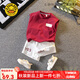 G.DUCKKIDS小黃鴨童裝男童套裝夏季新款帥氣兒童夏裝男孩衣服無(wú)袖背心兩件套 紅色 100 尺碼2~3歲【90-100cm】cm