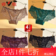 雅鹿棉內褲女4條裝夏季蕾絲網(wǎng)紗性感透明低腰鏤空襠無(wú)痕透氣三角褲 咖啡+綠色+紫色+黑色 M 80110斤
