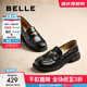 百麗（Belle）海鷗米色樂(lè )福鞋女皺皮商場(chǎng)同款通勤百搭鞋D7D1DAA5 黑色 38 (240mm)
