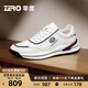 零度Zero運動(dòng)鞋男新款頭層牛皮休閑男鞋時(shí)尚舒適低幫緩震回彈慢跑鞋男 白藍 42 拍比運動(dòng)鞋小一碼
