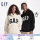 GAP男女裝刺繡字母logo仿羊羔絨連帽衛衣套頭衫609050 米色 L (175/96A) 亞洲尺碼
