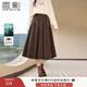 香影咖啡色半身裙女2025冬季新款拼接高腰復古美拉德風(fēng)中長(cháng)款裙子 咖啡 M