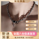南啵丸項鏈男款潮流百搭不掉色高級感鈦鋼配飾男生小眾鎖骨鏈毛衣鏈禮物 暗影皓石項鏈