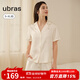 ubras25年新品流光梔子花翻領(lǐng)短袖短褲套裝舒適家居服女睡衣 馥芮白色底梔子花印花 XL