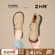 ZHR單鞋女復古英倫厚底增高皮鞋通勤樂(lè )福鞋舒適勃肯女鞋AH706米色37
