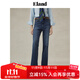 ELAND【萊卡面料】衣戀牛仔褲女小高腰微喇叭通勤褲2025夏季新款 牛仔色(55)Indigo M
