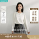 茵曼桑蠶絲女裝圓領(lǐng)長(cháng)袖t恤春季寬松內搭打底衫襯衣上衣 米白色 XL